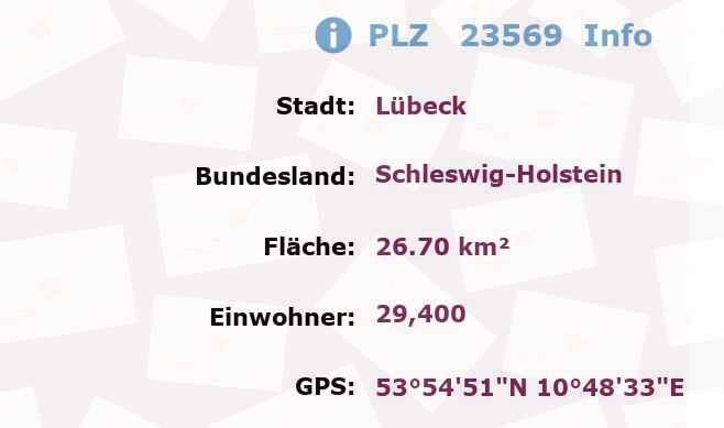 Postleitzahl 23569 Lübeck, Schleswig-Holstein Information