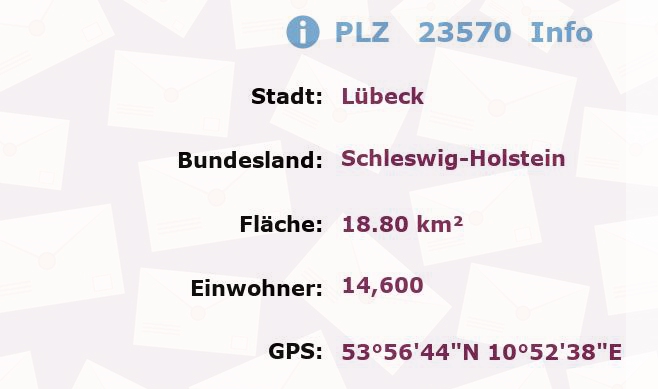 Postleitzahl 23570 Lübeck, Schleswig-Holstein Information