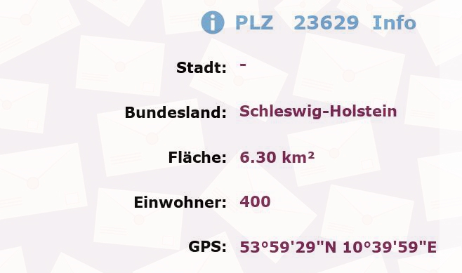 Postleitzahl 23629 Schleswig-Holstein Information