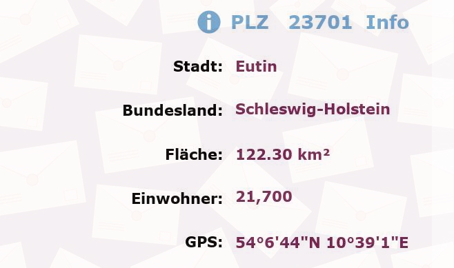 Postleitzahl 23701 Eutin, Schleswig-Holstein Information