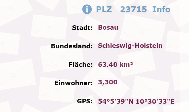 Postleitzahl 23715 Bosau, Schleswig-Holstein Information