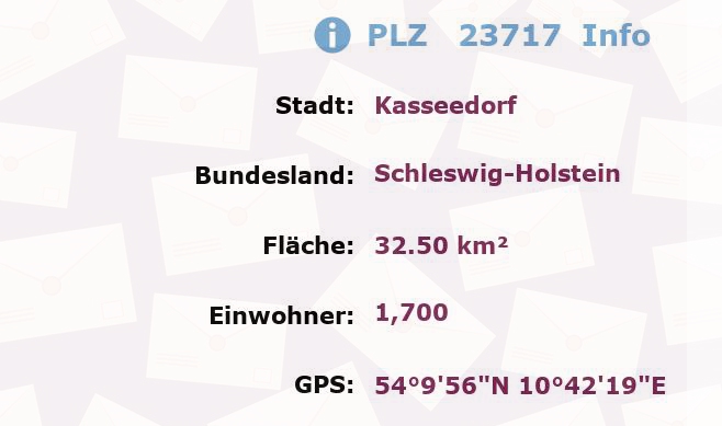 Postleitzahl 23717 Kasseedorf, Schleswig-Holstein Information