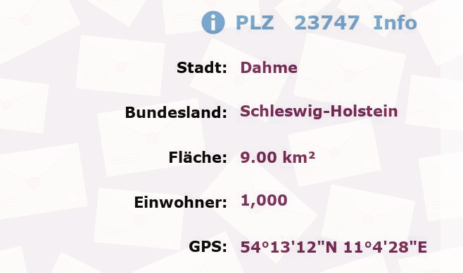 Postleitzahl 23747 Dahme, Schleswig-Holstein Information