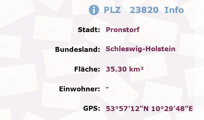 Postleitzahl 23820 Pronstorf, Schleswig-Holstein Information