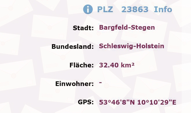 Postleitzahl 23863 Bargfeld-Stegen, Schleswig-Holstein Information