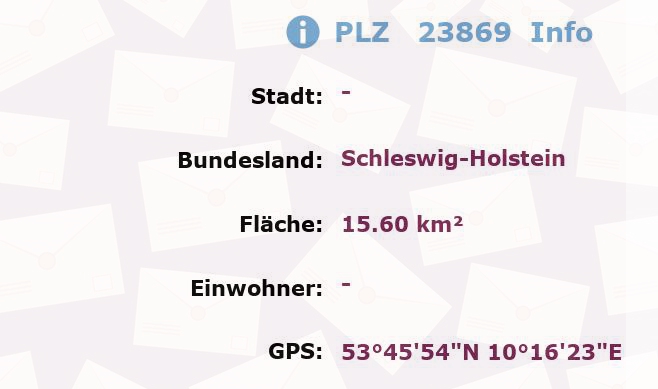 Postleitzahl 23869 Schleswig-Holstein Information