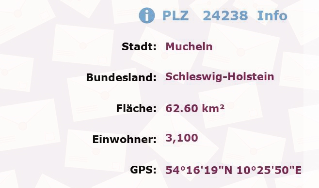 Postleitzahl 24238 Mucheln, Schleswig-Holstein Information