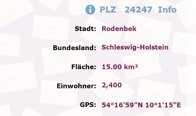 Postleitzahl 24247 Rodenbek, Schleswig-Holstein Information