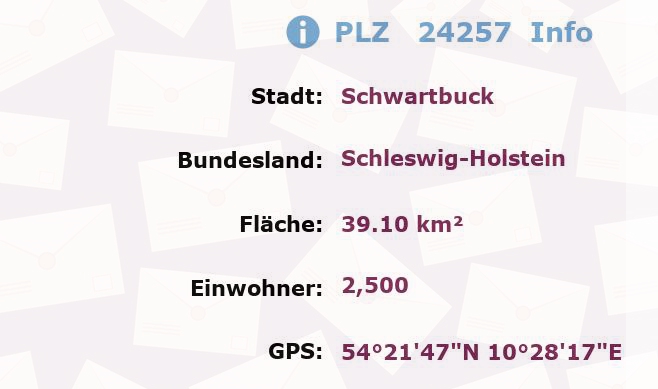 Postleitzahl 24257 Schwartbuck, Schleswig-Holstein Information