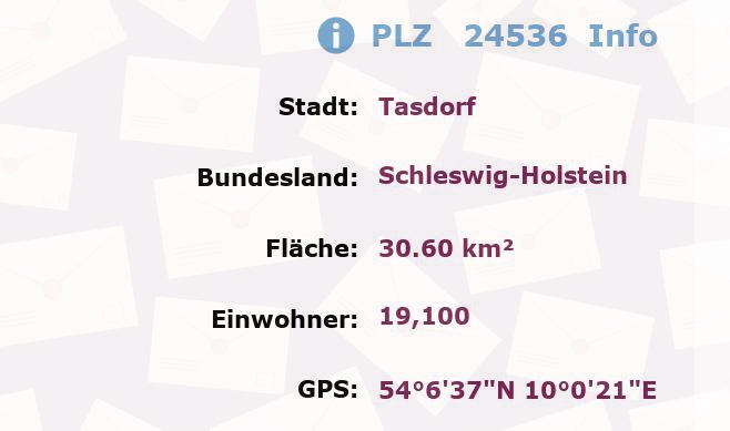 Postleitzahl 24536 Tasdorf, Schleswig-Holstein Information