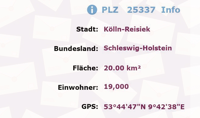 Postleitzahl 25337 Kölln-Reisiek, Schleswig-Holstein Information