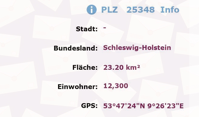 Postleitzahl 25348 Schleswig-Holstein Information