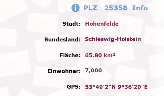 Postleitzahl 25358 Hohenfelde, Schleswig-Holstein Information