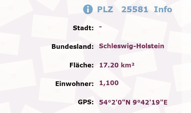 Postleitzahl 25581 Schleswig-Holstein Information