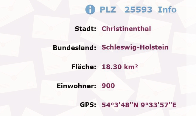 Postleitzahl 25593 Christinenthal, Schleswig-Holstein Information