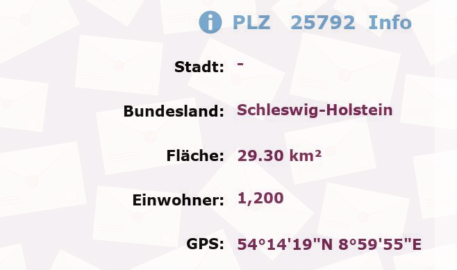 Postleitzahl 25792 Schleswig-Holstein Information