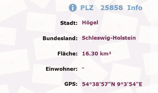 Postleitzahl 25858 Högel, Schleswig-Holstein Information