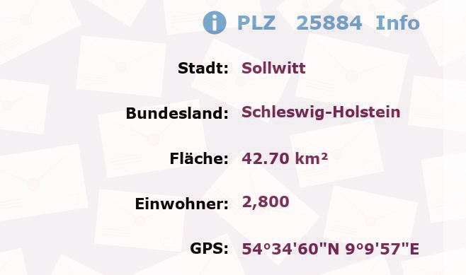 Postleitzahl 25884 Sollwitt, Schleswig-Holstein Information