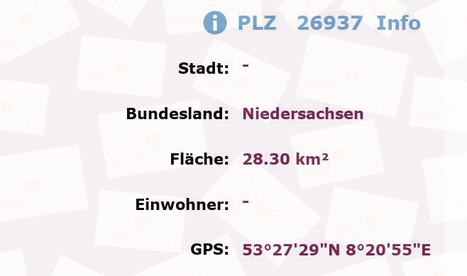 Postleitzahl 26937 Niedersachsen Information