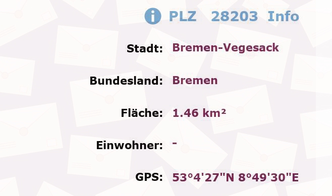 Postleitzahl 28203 Bremen-Vegesack, Bremen Information