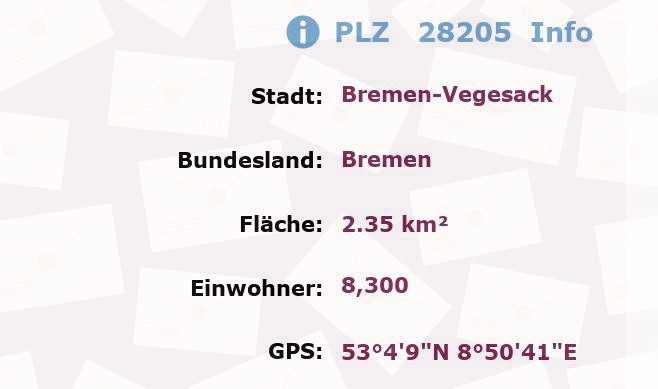 Postleitzahl 28205 Bremen-Vegesack, Bremen Information