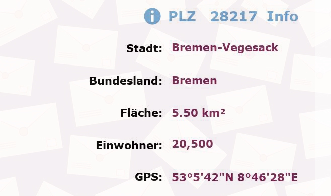 Postleitzahl 28217 Bremen-Vegesack, Bremen Information