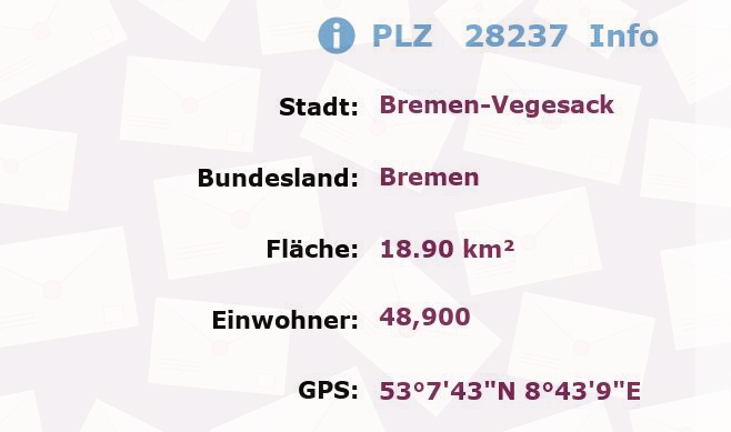 Postleitzahl 28237 Bremen-Vegesack, Bremen Information