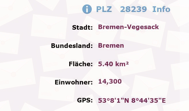 Postleitzahl 28239 Bremen-Vegesack, Bremen Information