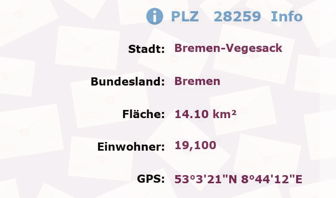 Postleitzahl 28259 Bremen-Vegesack, Bremen Information