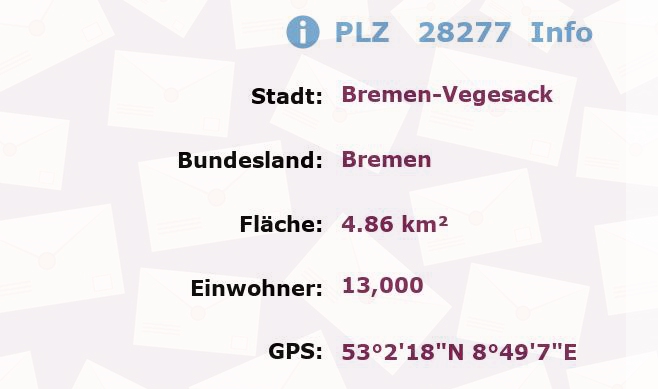 Postleitzahl 28277 Bremen-Vegesack, Bremen Information