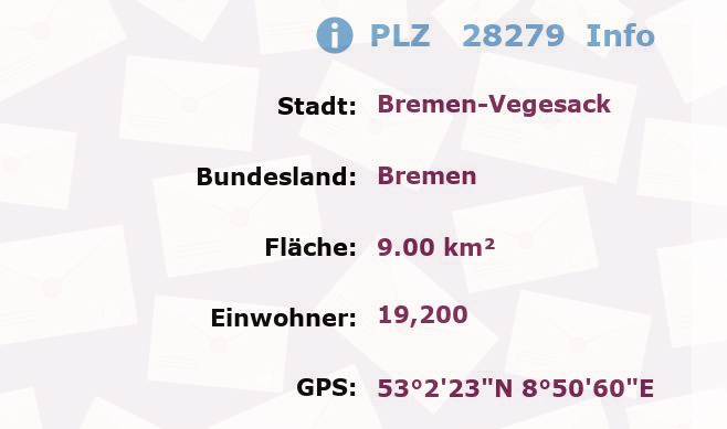 Postleitzahl 28279 Bremen-Vegesack, Bremen Information