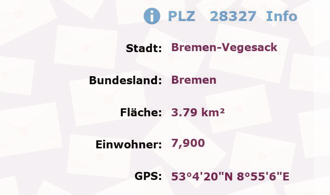 Postleitzahl 28327 Bremen-Vegesack, Bremen Information