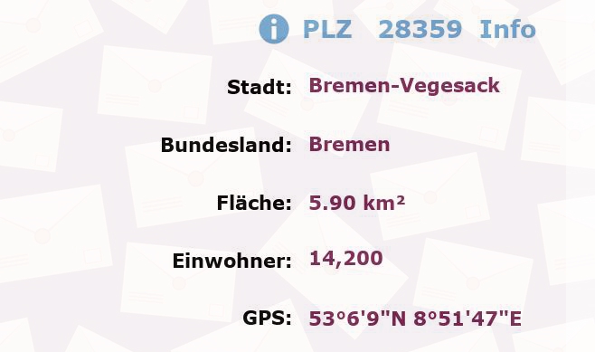 Postleitzahl 28359 Bremen-Vegesack, Bremen Information