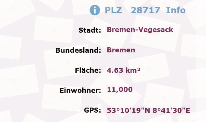 Postleitzahl 28717 Bremen-Vegesack, Bremen Information