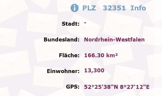 Postleitzahl 32351 Nordrhein-Westfalen Information