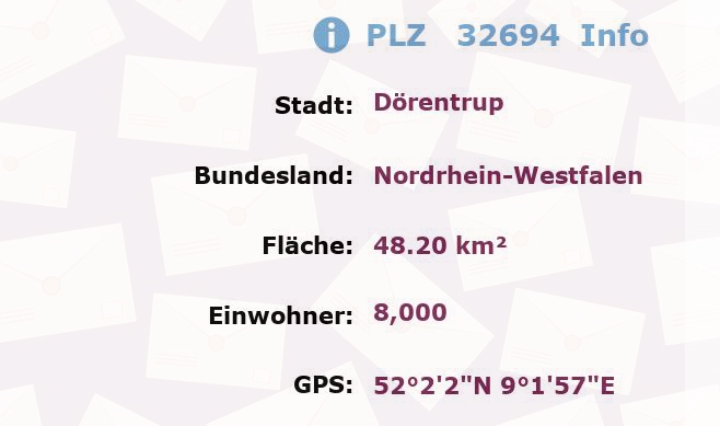 Postleitzahl 32694 Dörentrup, Nordrhein-Westfalen Information