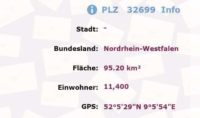 Postleitzahl 32699 Nordrhein-Westfalen Information