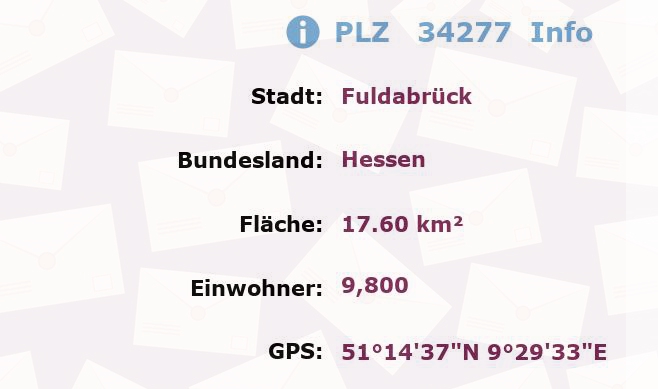 Postleitzahl 34277 Fuldabrück, Hessen Information