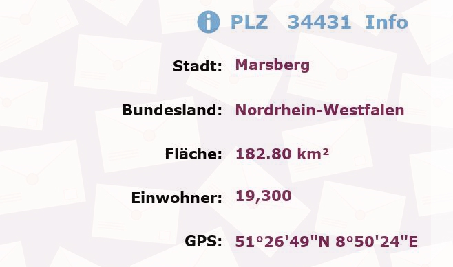 Postleitzahl 34431 Marsberg, Nordrhein-Westfalen Information