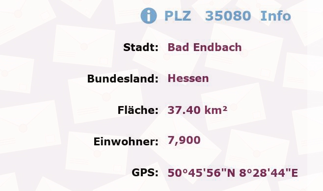 Postleitzahl 35080 Bad Endbach, Hessen Information