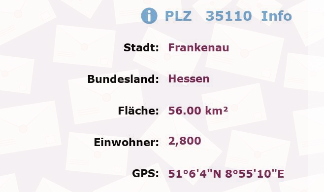 Postleitzahl 35110 Frankenau, Hessen Information