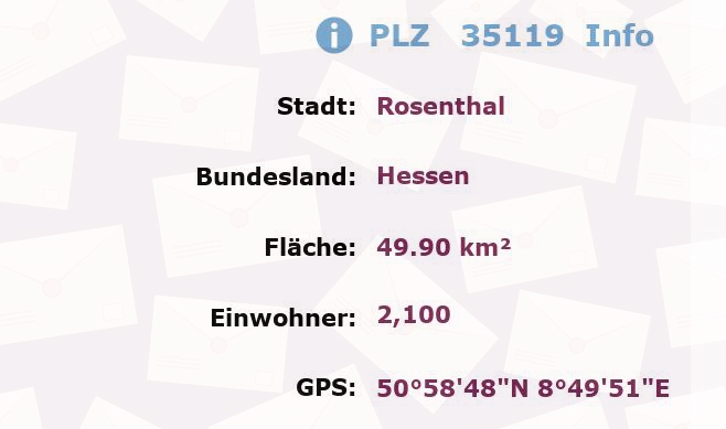 Postleitzahl 35119 Rosenthal, Hessen Information