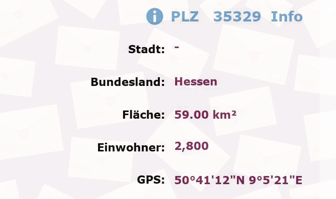 Postleitzahl 35329 Hessen Information