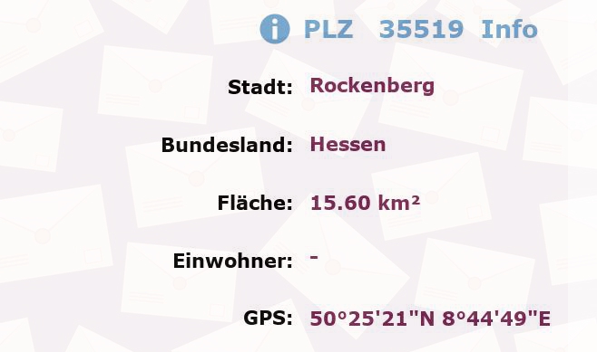 Postleitzahl 35519 Rockenberg, Hessen Information