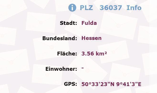 Postleitzahl 36037 Fulda, Hessen Information