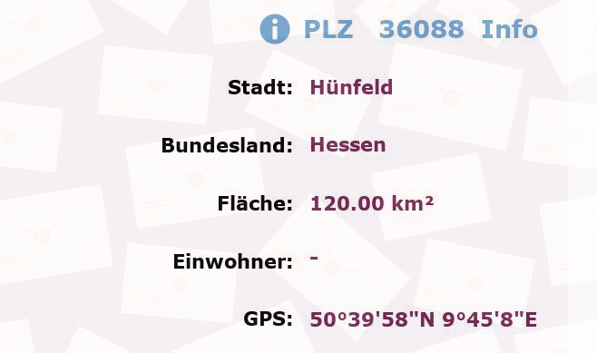 Postleitzahl 36088 Hünfeld, Hessen Information