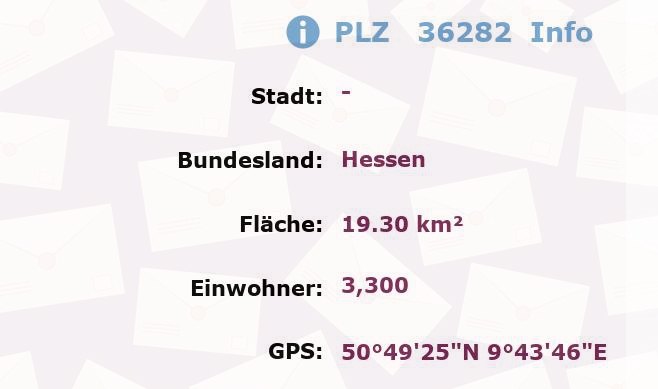 Postleitzahl 36282 Hessen Information