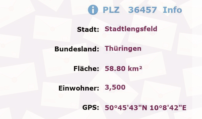 Postleitzahl 36457 Stadtlengsfeld, Thüringen Information