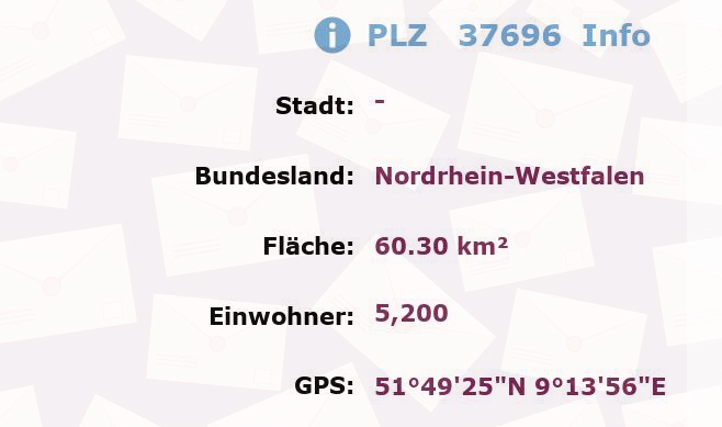 Postleitzahl 37696 Nordrhein-Westfalen Information