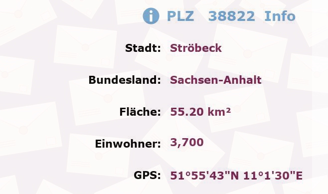 Postleitzahl 38822 Ströbeck, Sachsen-Anhalt Information